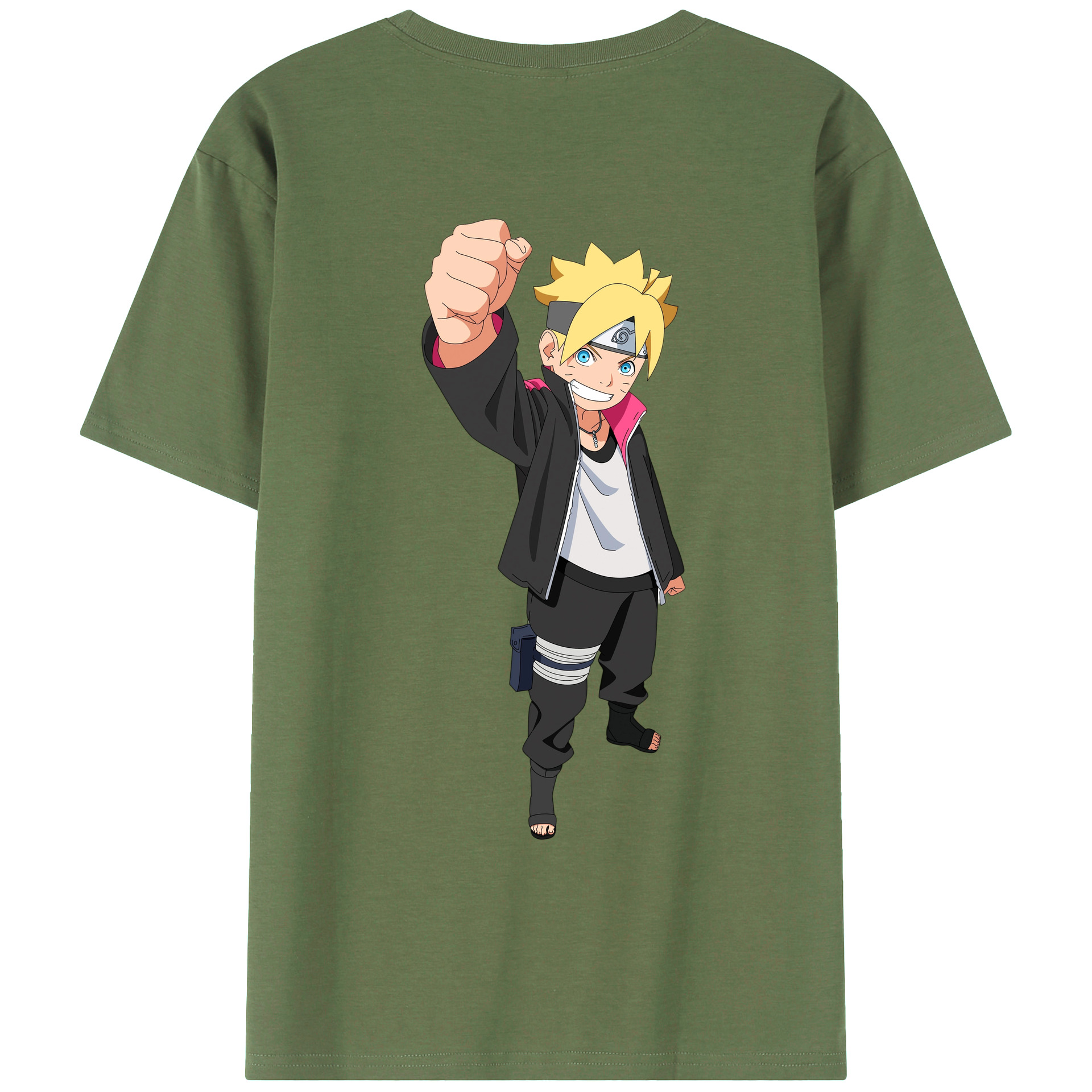 （画像用） NARUTO -ナルト- うずまき ボルト Uzumaki Boruto 綿100％ メンズ半袖Tシャツ（バックプリント） 通気性